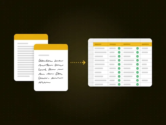 A filled-out form being converted to an Excel spreadsheet row